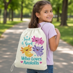 Just a Girl Who Loves Axolotls Drawstring Backpack