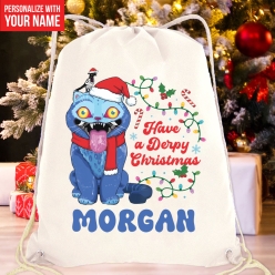 KPop Derpy Watercolour Christmas Custom Drawstring Backpack