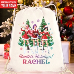 Huntrix Watercolour Christmas Custom Drawstring Backpack
