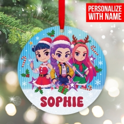 Kpop Huntrix Christmas Personalized Wood Ornament