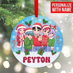 Kpop Saja Boys Christmas Personalized Wood Ornament