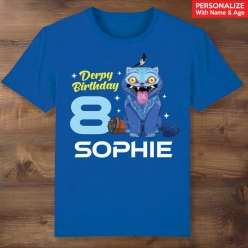 K-Pop Derpy Birthday Personalized Blue T-Shirt