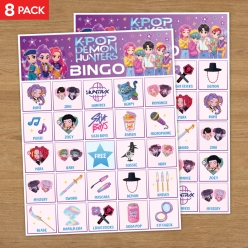 Kpop Demon Hunters Bingo Party Game for 8