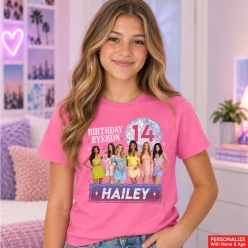 KATSEYE Birthday Personalized Name & Age Pink Shirt