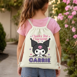 Kuromi Cheeky Personalized Drawstring Backpack