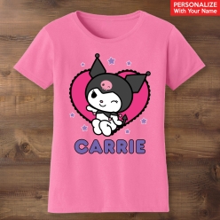Kuromi Personalized Name Pink T-shirt