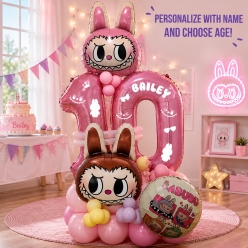 Labubu PERSONALIZED Airfill Balloon Column Kit
