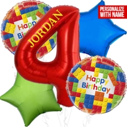 Lego Age 4 PERSONALIZED Balloon Bouquet