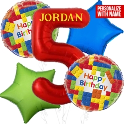 Lego Age 5 PERSONALIZED Balloon Bouquet