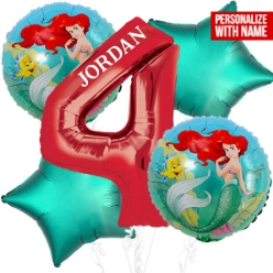 Little Mermaid Age 4 PERSONALIZED Balloon Bouquet