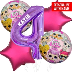 LOL Surprise Age 4 PERSONALIZED Balloon Bouquet