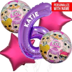 LOL Surprise Age 6 PERSONALIZED Balloon Bouquet