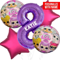 LOL Surprise Age 8 PERSONALIZED Balloon Bouquet