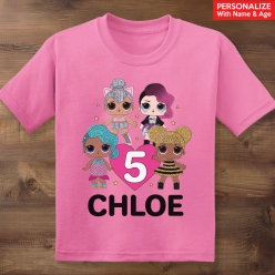 55% OFF: LOL Surprise Name & Age Personalized Pink T-shirt