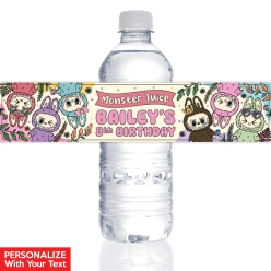 Labubu PERSONALIZED VINYL Bottle Labels - 10 PK