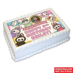 Labubu Party Photo Personalizable Edible Icing