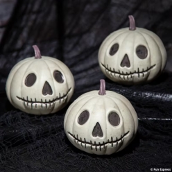 White Pumpkin Head Jack-O'-Lanterns Halloween Set-3Pk