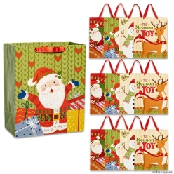 Large Fireside Folk Christmas Gift Bags-12Pk