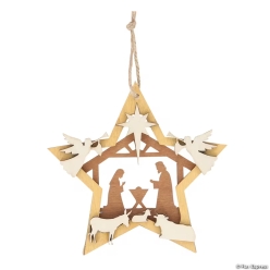 Religious Nativity Scene Layered Wood Christmas Ornaments-6Pk