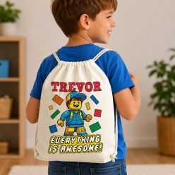 Lego Boy Personalized Drawstring Backpack