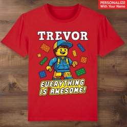 Lego Everything is Aweseome Personalized Red T-shirt