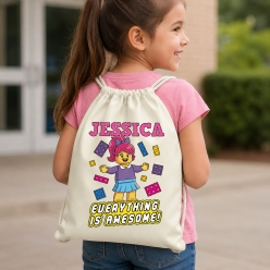 Lego Girl Personalized Drawstring Backpack