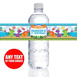 Dinosaur 1st Birthday PERSONALIZED VINYL Bottle Labels - 10 PK