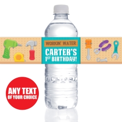 Little Handyman 1st PERSONALIZED VINYL Bottle Labels - 10 PK
