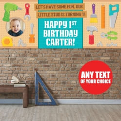 Little Handyman 1st PERSONALIZED PHOTO Vinyl Keepsake Banner