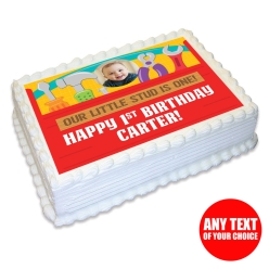 Little Handyman 1st Photo Personalizable Edible Icing