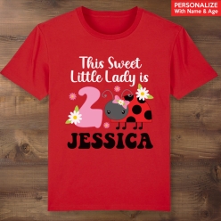 Little Ladybug Birthday Personalized Red T-shirt