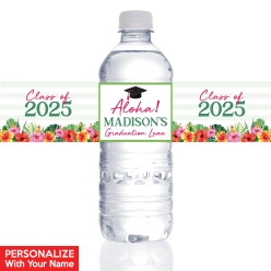 Luau Grad PERSONALIZED VINYL Bottle Labels - 10 PK
