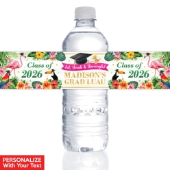 Luau Grad PERSONALIZED VINYL Bottle Labels - 10 PK