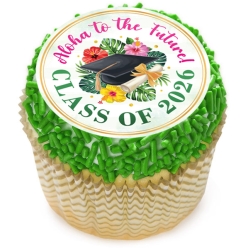 Luau Grad 2026 Cupcake Icing Toppers 12pk
