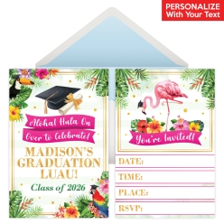 Luau Grad PERSONALIZED Invitations - 8 Pk
