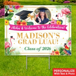 Luau Grad Party Photo PERSONALIZED Large Yard Sign