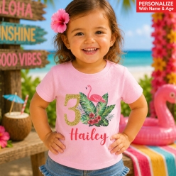Flamingo Luau Personalized Light Pink Shirt
