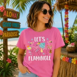 Let's Flamingle Luau Dark Pink Shirt
