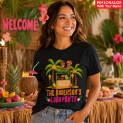 Luau Personalized Name Black Shirt- All Sizes