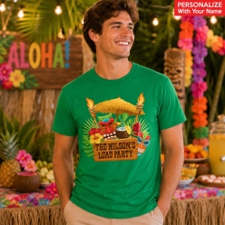 Luau Summer Personalized Name Green Shirt- All Sizes