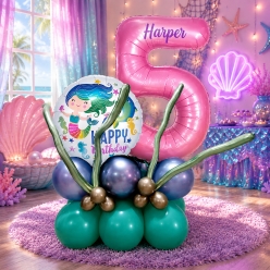Mermaid Airfill PERSONALIZED Name & Age Balloon Column