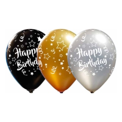 Birthday Gold, Silver, Black Classy 12