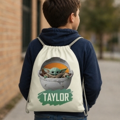 Grogu Personalized Drawstring Backpack
