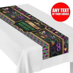 Mardi Gras PERSONALIZED Vinyl 5ft PROM Table Runner