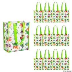 Farmers Market Laminated Shopper Tote Bags-12Pk