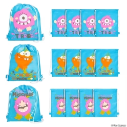 Monster Mayhem Nonwoven Drawstring Backpacks-12Pk