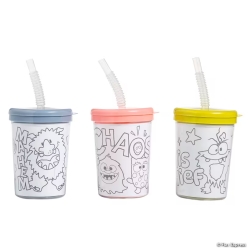 Monster Mayhem CYO Cups with Lids & Straws-12Pk