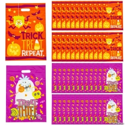 Halloween Monster Mayhem Plastic Trick-or-Treat Bags-50Pk