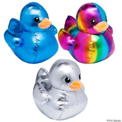 Metallic Rainbow Silver & Blue Plush Ducks-3Pk