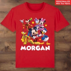 Mickey & Friends Personalized Name Red T-shirt